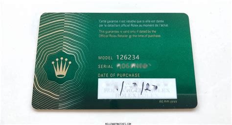 Rolex warranty card